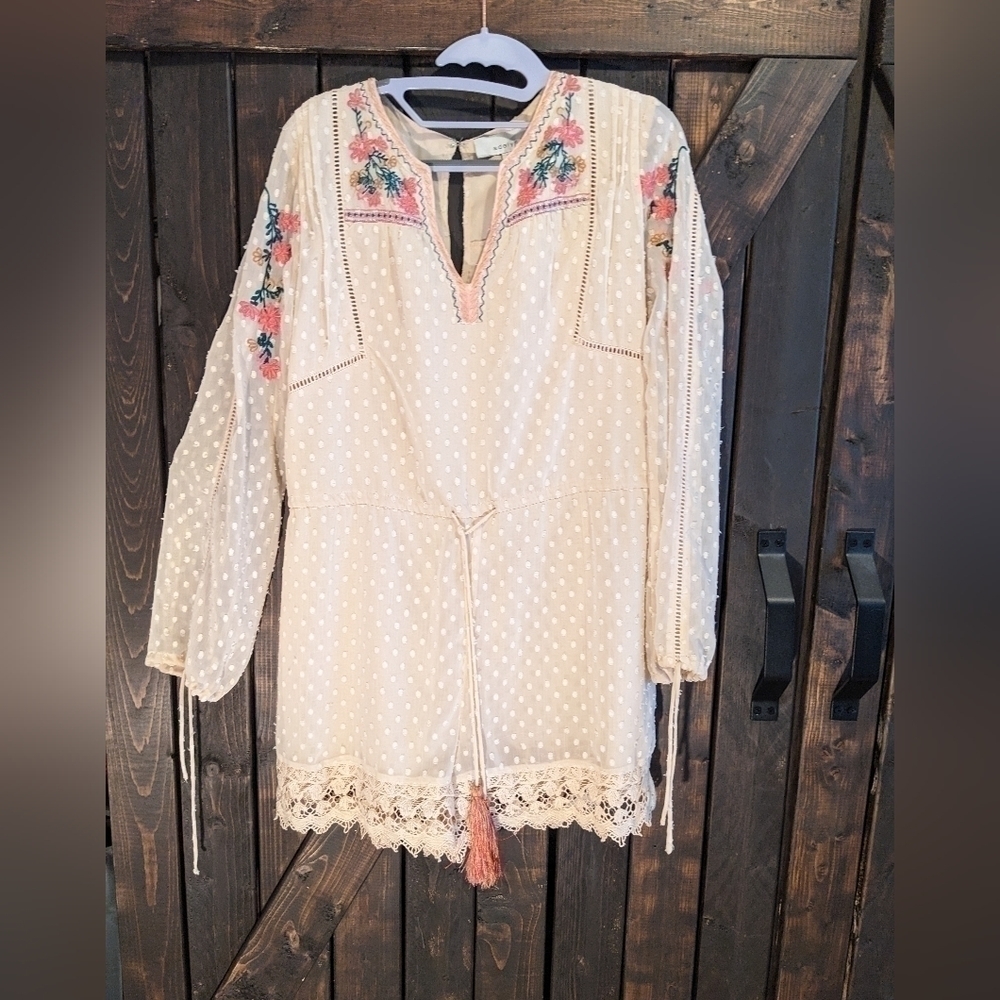 ADELYN Rae cream boho romper, size S